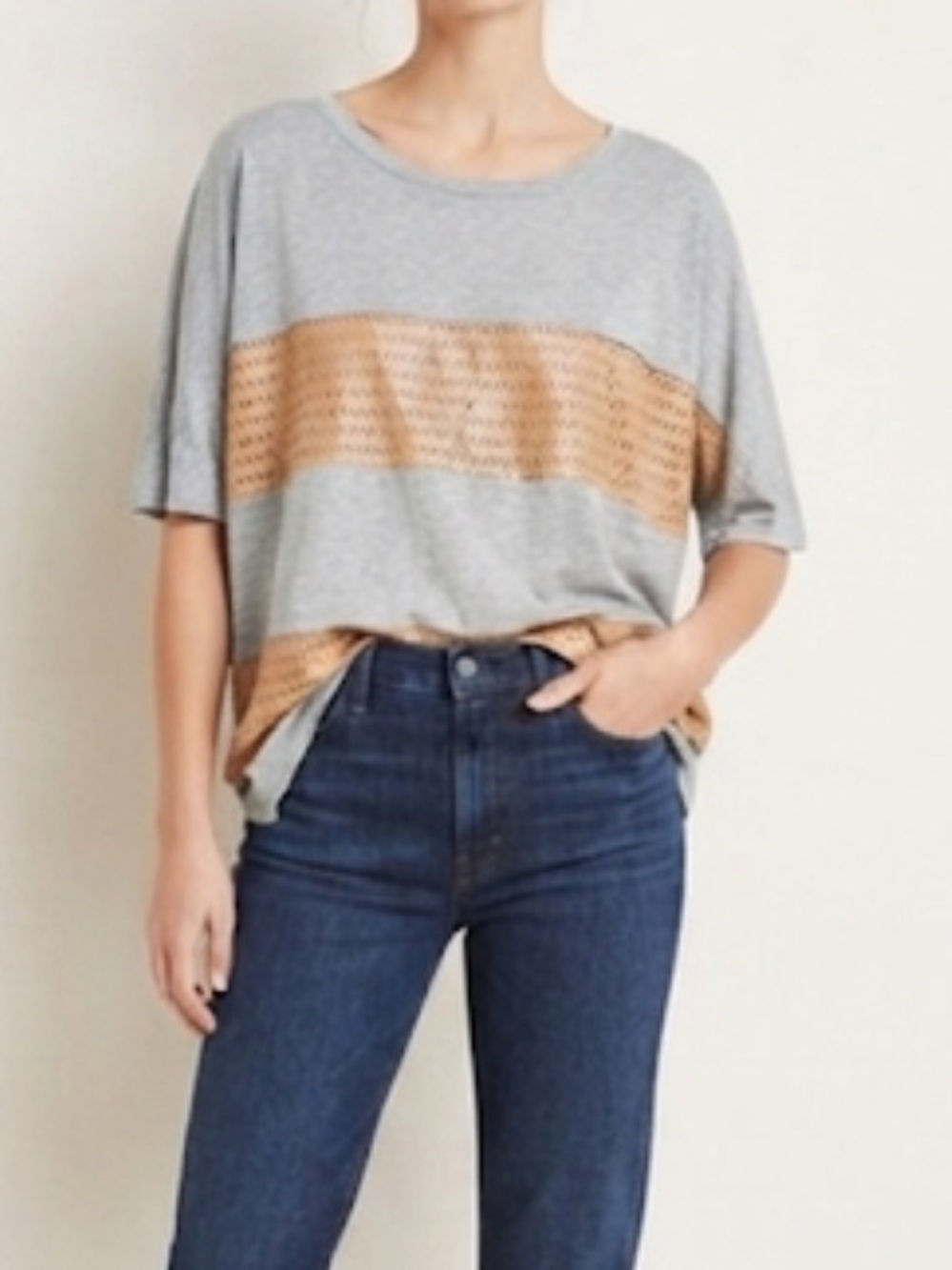 ANTHROPOLOGIE | SUNDAY IN BROOKLYN Ridgewood Laser Cut Tee Small